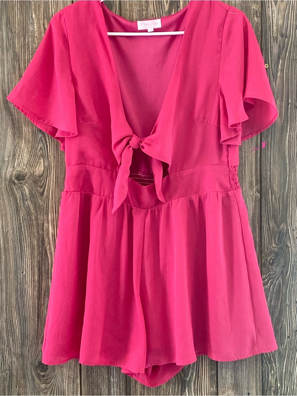 Pink Tie-Front Romper by Pink Lily